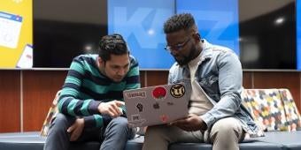 Student using a laptop